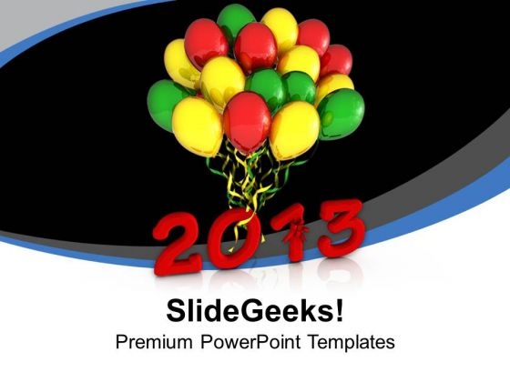Colored Balloons For New Year Celebration PowerPoint Templates Ppt Backgrounds For Slides 0413