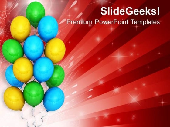 Colored Balloons For Party Celebration PowerPoint Templates Ppt Backgrounds For Slides 0513