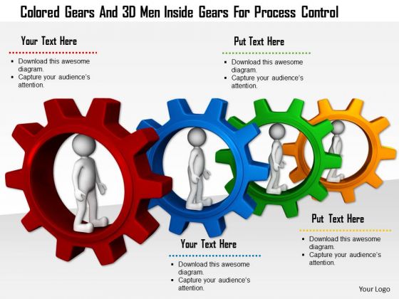Colored Gears And 3d Men Inside Gears For Process Control