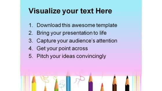Colored Pencils Education PowerPoint Template 0810