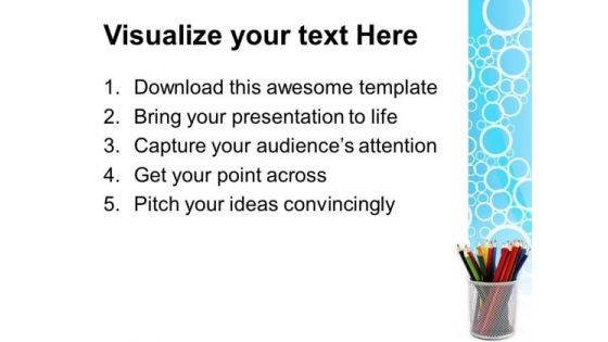 Colored Pencils In Stand PowerPoint Templates Ppt Backgrounds For Slides 0213