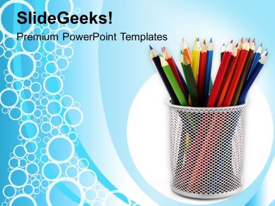 Colored Pencils In Stand PowerPoint Templates Ppt Backgrounds For Slides 0213