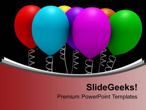 Colorful Balloons On Black Background PowerPoint Templates Ppt Backgrounds For Slides 0213