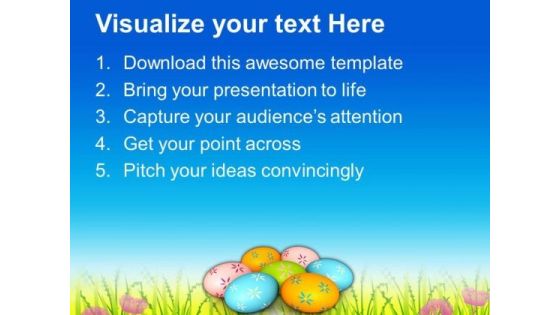 Colorful Easter Eggs On Grass Tradition PowerPoint Templates Ppt Backgrounds For Slides 0313