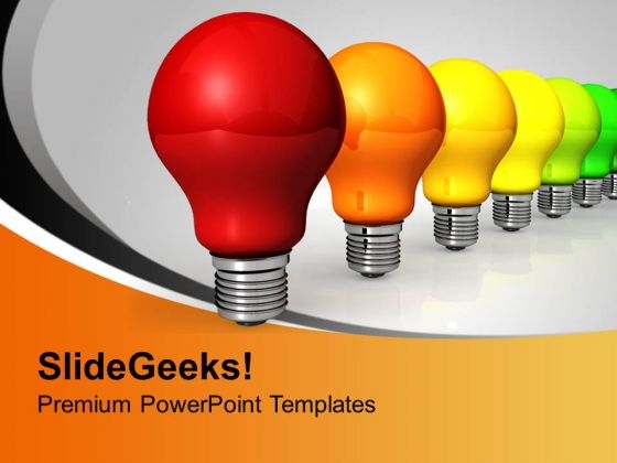Colorful Electric Bulbs Energy Efficiency PowerPoint Templates Ppt Backgrounds For Slides 0313