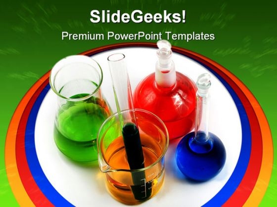 Colorful Flasks Medical PowerPoint Template 0610