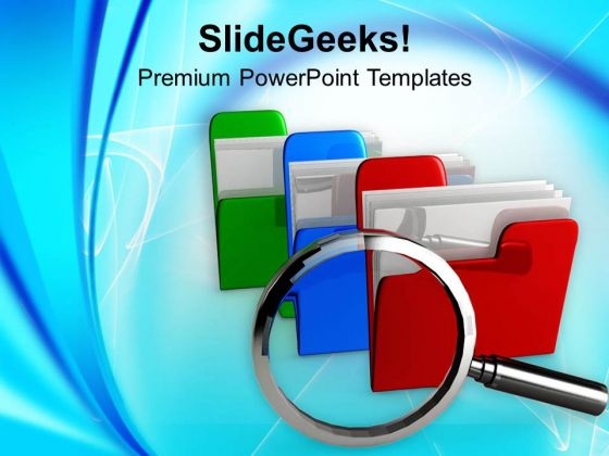 Colorful Folders With Magnifying Glass PowerPoint Templates Ppt Backgrounds For Slides 0713