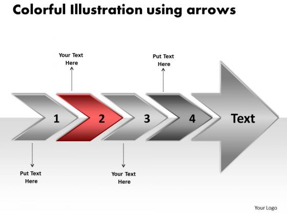 Colorful Illustration Using Arrows Flow Chart Creator Free PowerPoint Templates