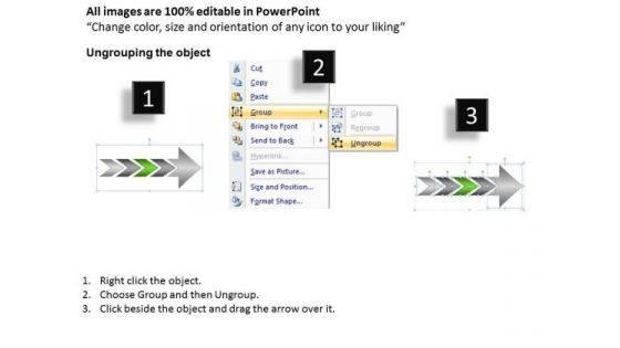 Colorful Illustration Using Arrows Sample Flow Charts PowerPoint Slides