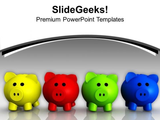 Colorful Piggy Banks Money Saving Concept PowerPoint Templates Ppt Backgrounds For Slides 0113