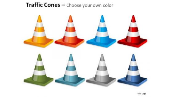 Colorful Traffic Cones PowerPoint Images