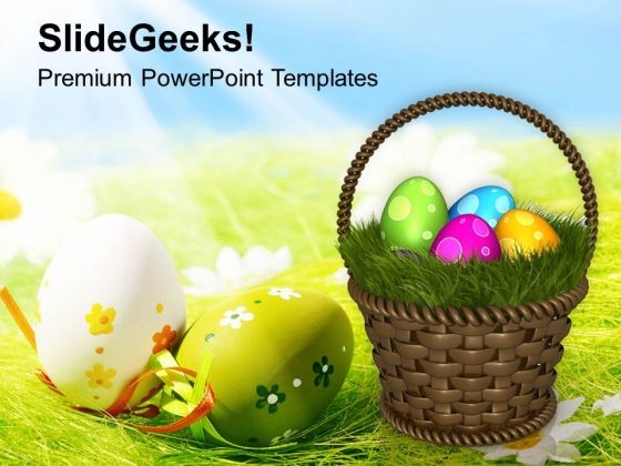 Colourful Easter Eggs With Garden Theme PowerPoint Templates Ppt Backgrounds For Slides 0313