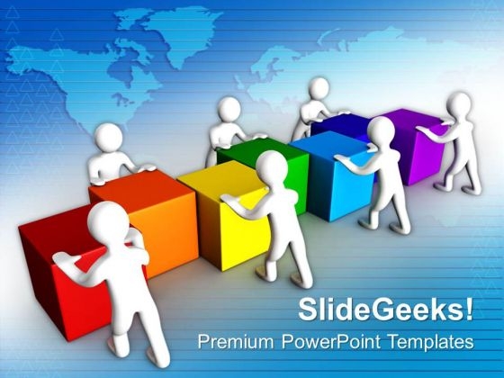 Combine Cubes To Work As Teamwork PowerPoint Templates Ppt Backgrounds For Slides 0513