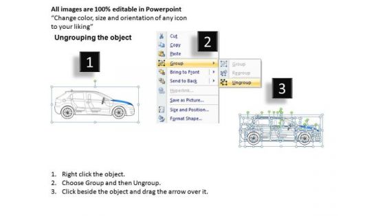 Compact 4 Door Blue Car Side View PowerPoint Slides And Ppt Diagram Templates