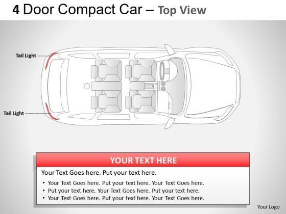 Compact 4 Door Blue Car Top View PowerPoint Slides And Ppt Diagram Templates