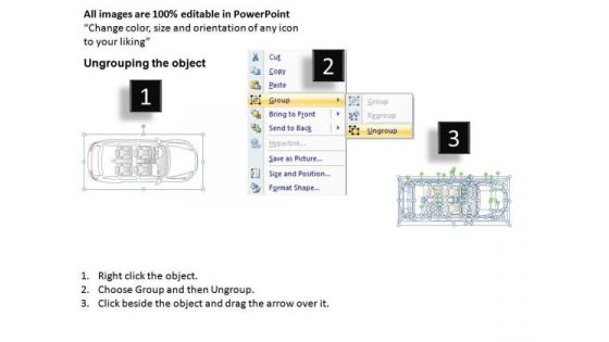 Compact 4 Door Blue Car Top View PowerPoint Slides And Ppt Diagram Templates