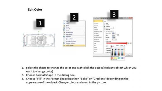 Compact 4 Door Blue Car Top View PowerPoint Slides And Ppt Diagram Templates