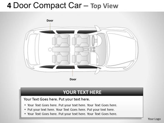 Compact 4 Door Red Car Top View PowerPoint Slides And Ppt Diagram Templates