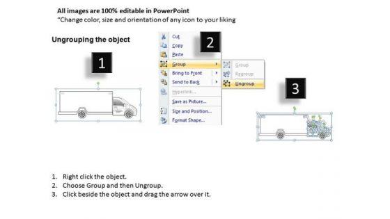 Compact Blue Truck Side View PowerPoint Slides And Ppt Diagram Templates