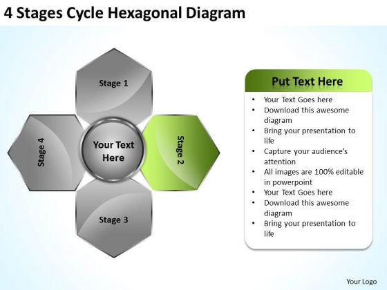 Company Business Strategy 4 Stages Cycle Hexagonal Diagram Unit