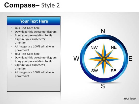 Company Direction Compass 2 PowerPoint Slides And Ppt Diagram Templates