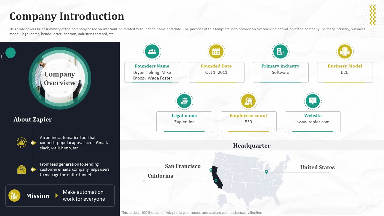 Company Introduction Automated Workflow Software Funding Pitch Deck For Company