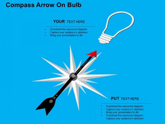 Compass Arrow On Bulb PowerPoint Templates