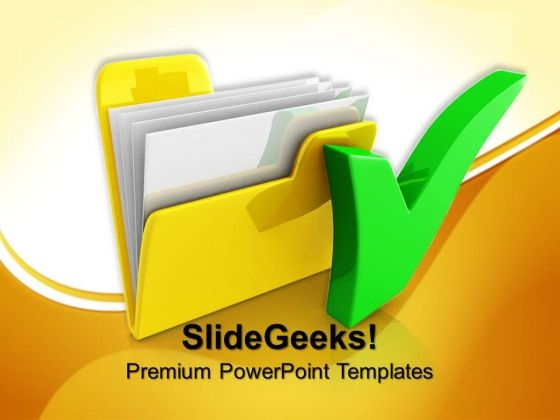 Computer Folder With Tick Symbol PowerPoint Templates And PowerPoint Themes 0712