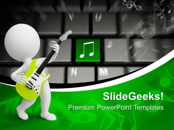 Computer Keyboard With Music Symbol Button PowerPoint Templates And PowerPoint Themes 1012