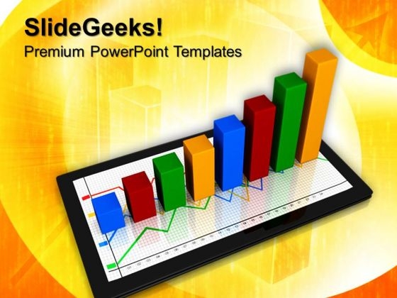 Computer Tablet With Business Graph Success PowerPoint Templates And PowerPoint Themes 0712