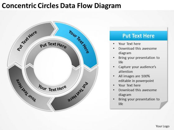 Concentric Circles Data Flow Diagram Business Plan Financials PowerPoint Slides