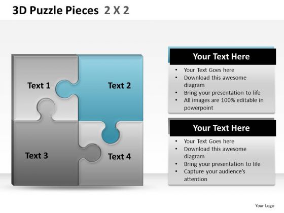 Connection 3d Puzzle Pieces 2x2 PowerPoint Slides And Ppt Diagram Templates