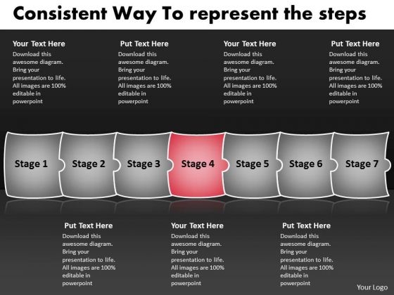 Consistent Way To Represent The Steps Process Flow Chart PowerPoint Slides