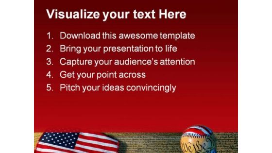 Constitution Baseball And Flag Americana PowerPoint Themes And PowerPoint Slides 0611