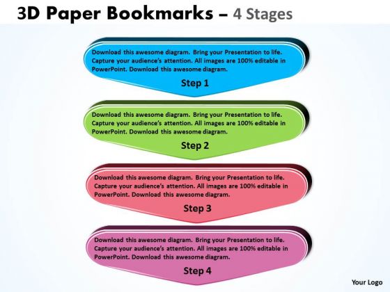 Consulting Diagram 3d Paper Bookmarks 4 Stages Sales Diagram