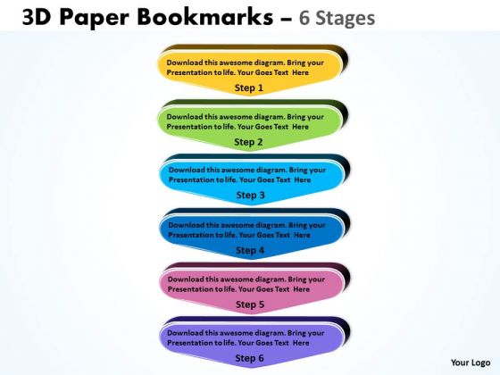 Consulting Diagram 3d Paper Bookmarks 6 Stages Business Diagram