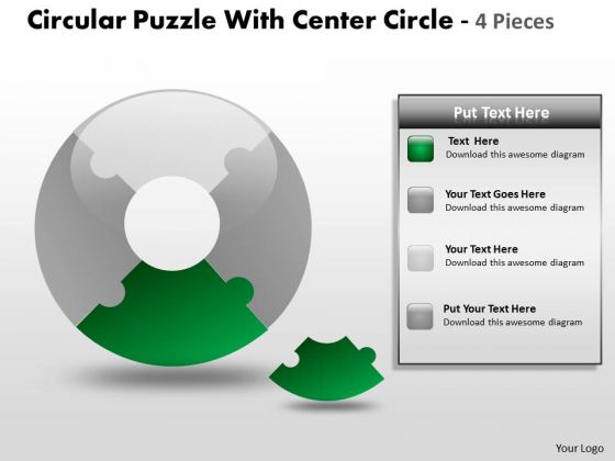 Consulting Diagram Circular Puzzle With Center Circle 4 Pieces Strategy Diagram