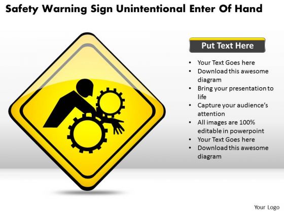 Consulting PowerPoint Template Warning Sign Unintentional Enter Of Hand Ppt Slides