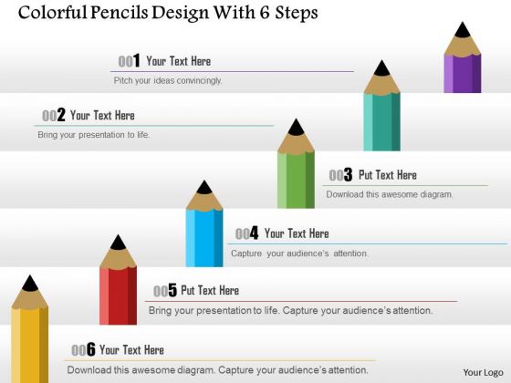 Consulting Slides Colorful Pencils Design With 6 Steps Business Presentation