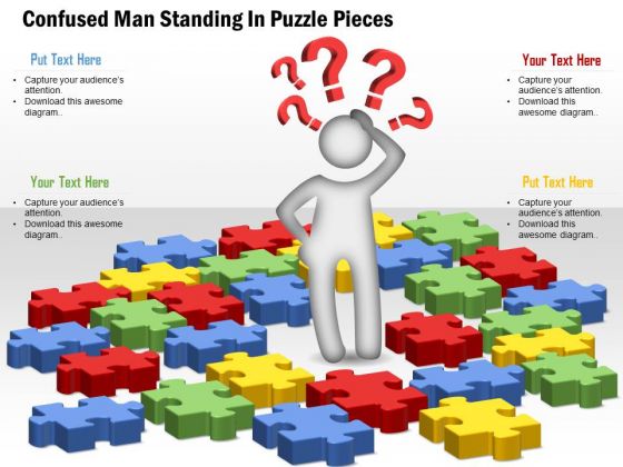 Consulting Slides Confused Man Standing In Puzzle Pieces Business Presentation