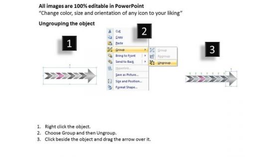 Continuous Arrow Process 7 Stages Schematic Drawing PowerPoint Templates