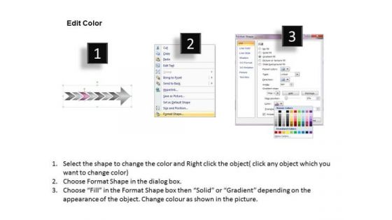 Continuous Arrow Process 7 Stages Schematic Drawing PowerPoint Templates