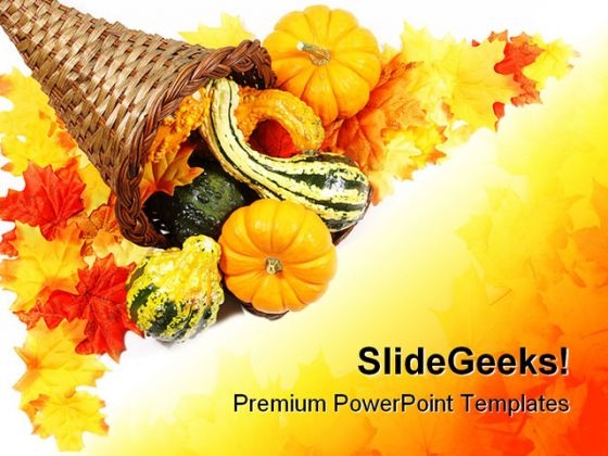 Cornucopia Border Nature PowerPoint Template 1010