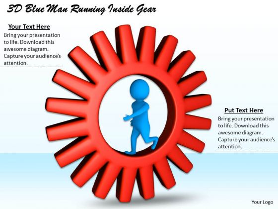 Corporate Business Strategy 3d Blue Man Running Inside Gear Adaptable Concepts