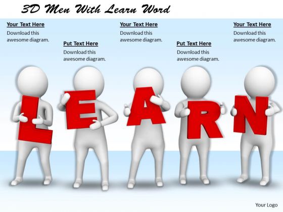 Corporate Business Strategy 3d Men With Learn Word Concepts