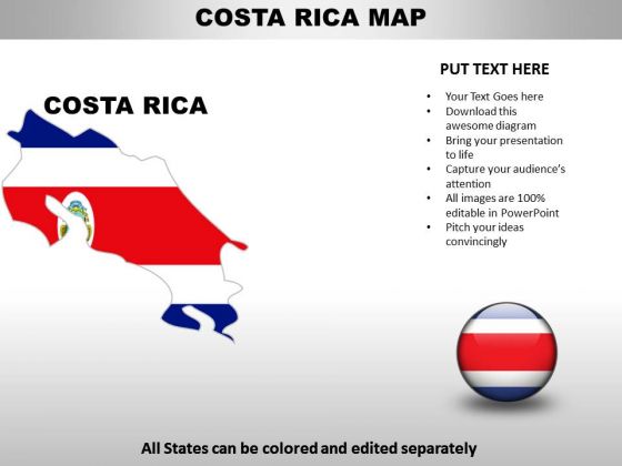 Country PowerPoint Maps Costa Rica