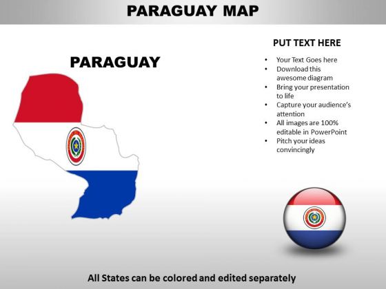 Country PowerPoint Maps Paraguay