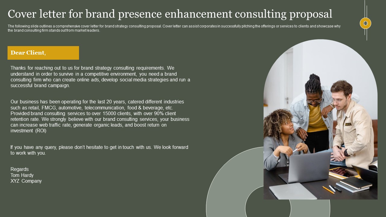 Cover Letter For Brand Presence Enhancement Consulting Proposal Background Pdf