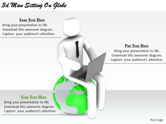 Creative Marketing Concepts 3d Man Sitting Globe Characters