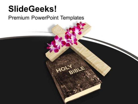 Cross And Bible On White Background PowerPoint Templates Ppt Backgrounds For Slides 1212
